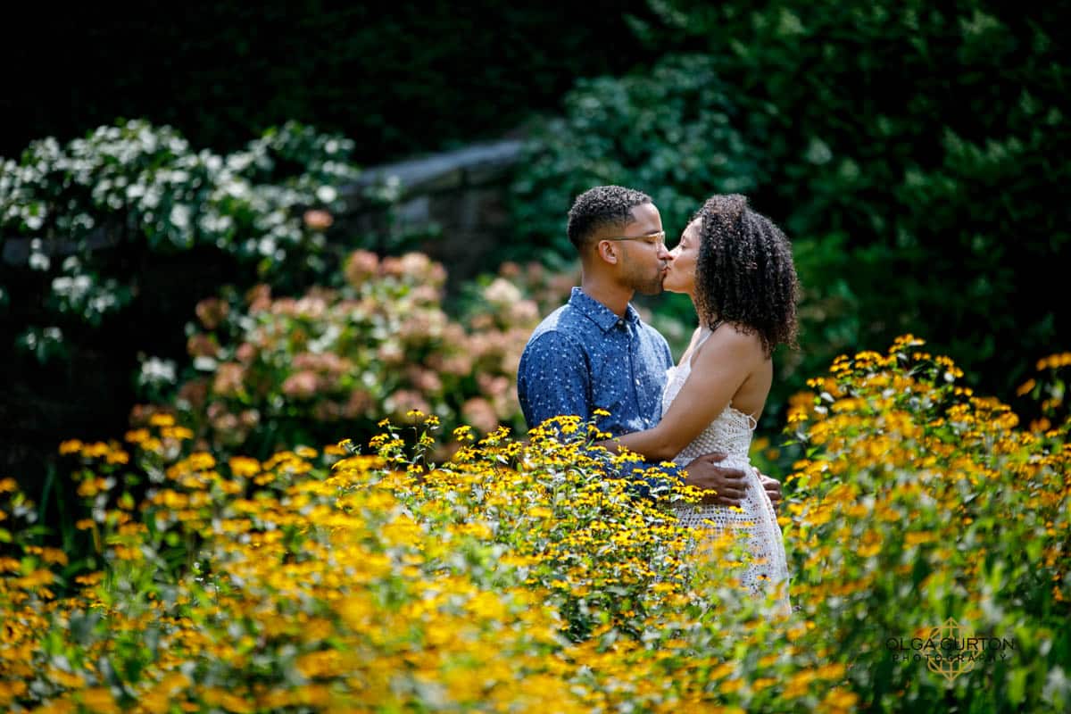 outdoor engagement photo session in Dumbarton Oaks Garden, Washington DC