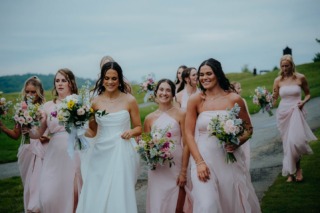 Floral: @freesia.and.vine⁠Coordinator: @nevermoreweddingsandevents⁠Hair & Makeup: @glambridalbeauty⁠DJ: @thedapperdjs⁠Catering & Venue: @catoctinhallatmusketridge⁠Photo & Video: @olgagurton