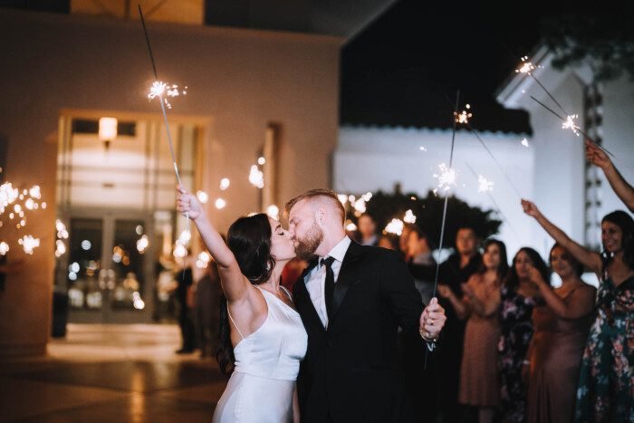 Revere Golf Club Wedding sparklers exit